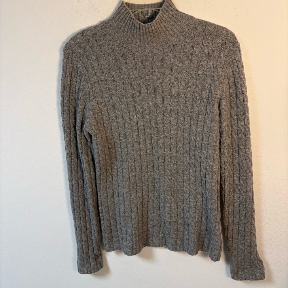 Polo Ralph Lauren Womens Cable Knit Gray Turtleneck Sweater Small